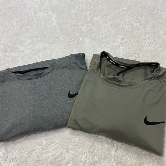 Nike Other - Nike Mens Bundle Slim Fit 2XL Green/Grey Workout Athleisure Luxe Shrt/Lng Sleeve